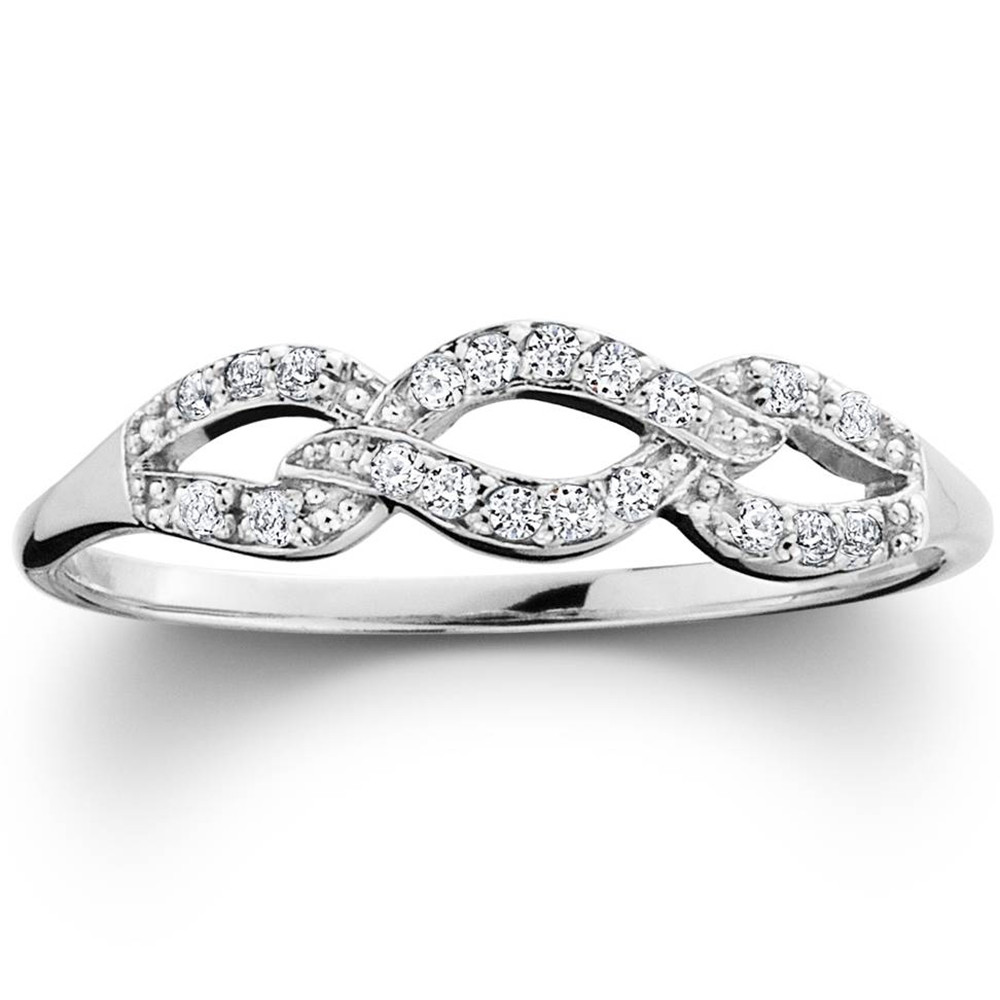 1/10ct Petite Diamond Infinity Ring 10K White Gold (G-H, I2-I3)