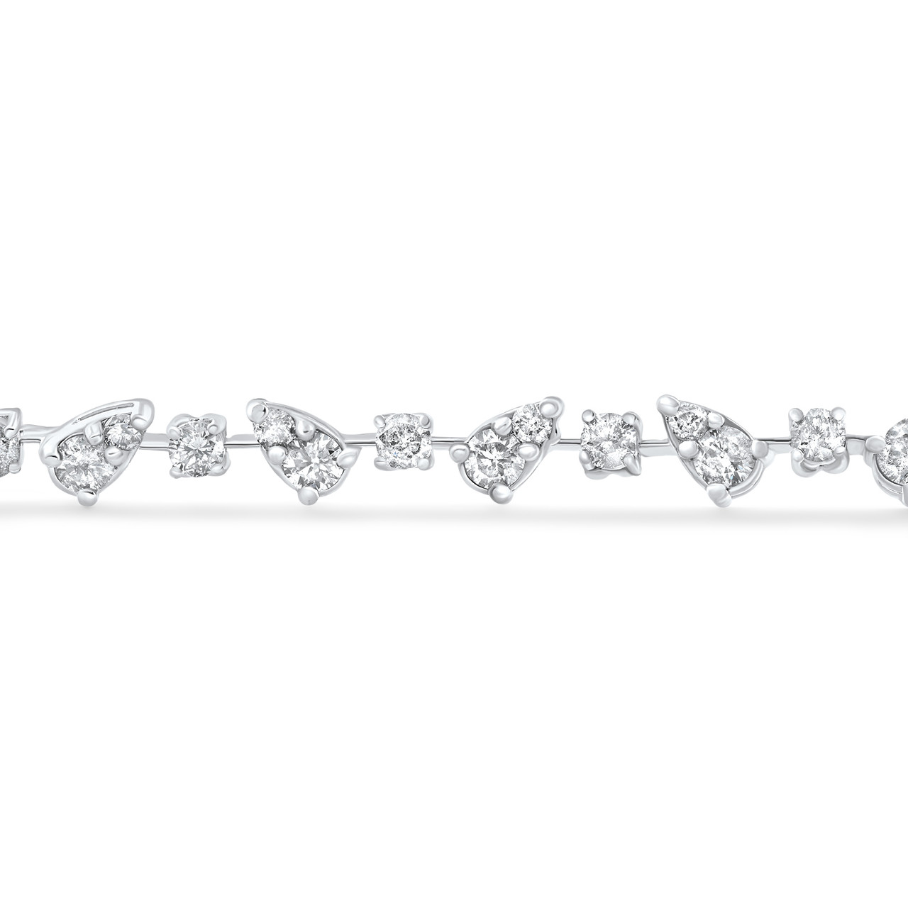 3.43Ct 14k White Gold Natural Real Diamond Pear Frame Tennis Bracelet 7" Women's (I-J, I1)