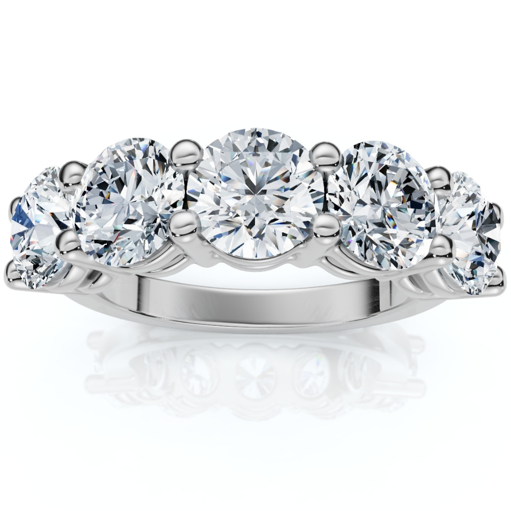 1 - 6.50Ct Diamond Wedding Ring Five Stone Anniversary Band 14k Gold Lab Grown (G-H, VS2-SI1)