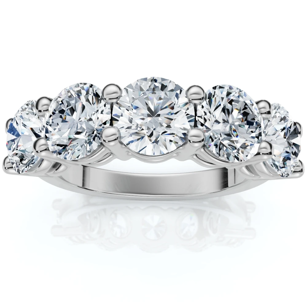1 - 6.50Ct Diamond Wedding Ring Five Stone Anniversary Band 14k Gold Lab Grown (G-H, VS2-SI1)