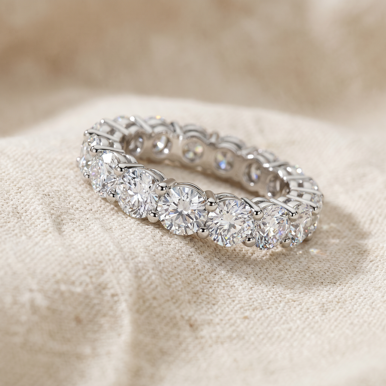 2 - 6Ct TW Diamond Eternity Ring 14k Gold Anniversary Lab Grown Wedding Band (G-H, VS2-SI1)