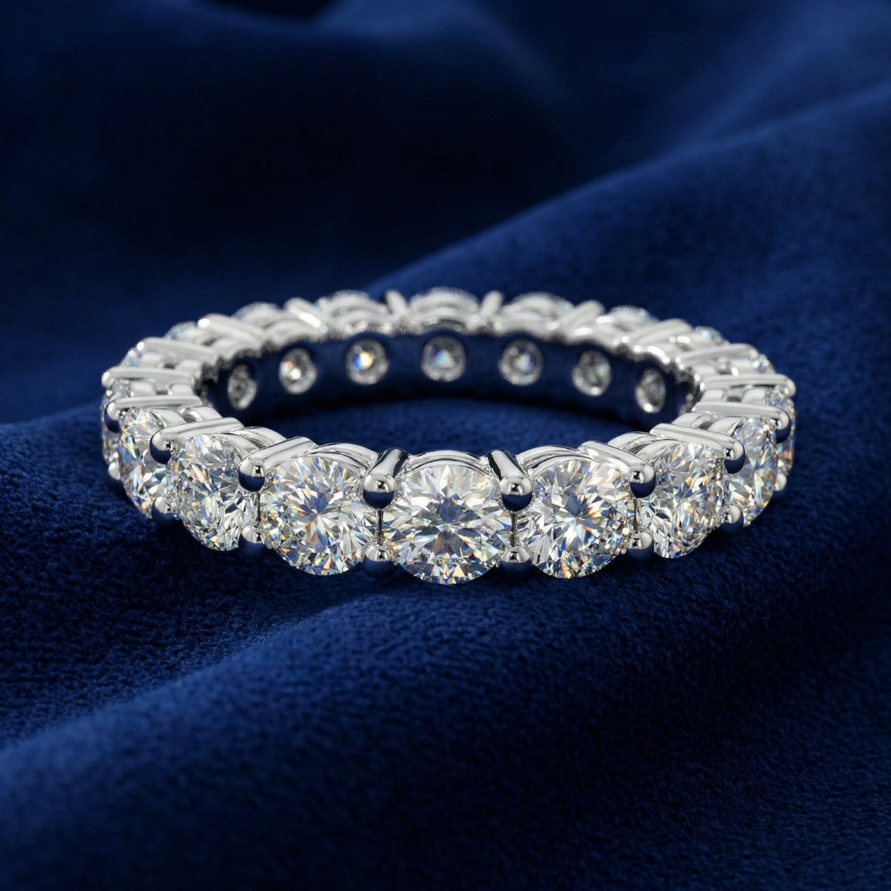 2 - 6Ct TW Diamond Eternity Ring 14k Gold Anniversary Lab Grown Wedding Band (G-H, VS2-SI1)