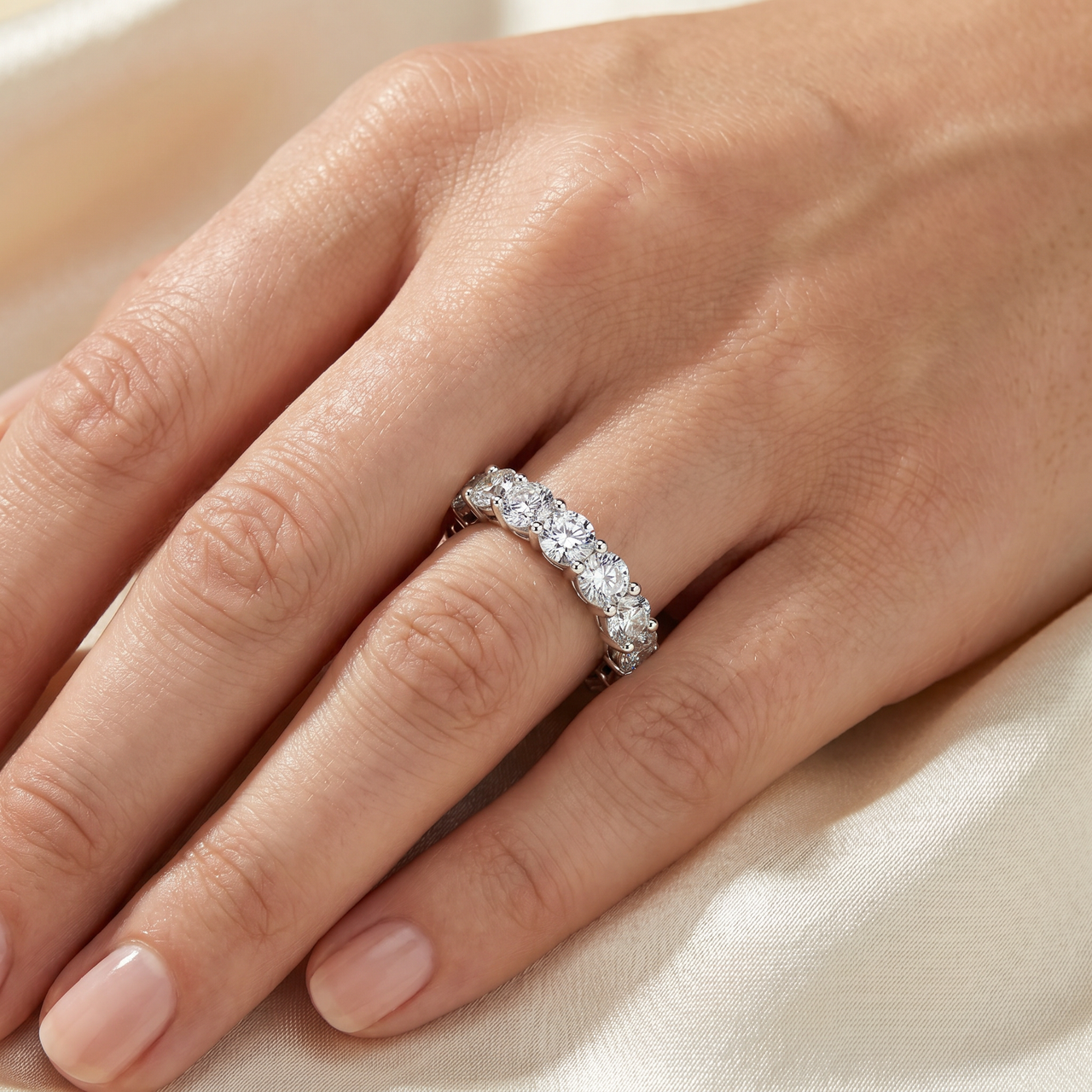 2 - 6Ct TW Diamond Eternity Ring 14k Gold Anniversary Lab Grown Wedding Band (G-H, VS2-SI1)