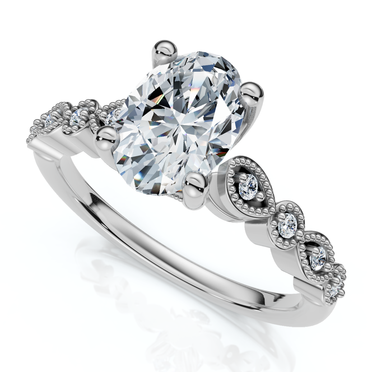 1.10 - 6.10Ct Oval Diamond Engagement Ring 14k Gold Lab Grown (G-H, VS2-SI1)