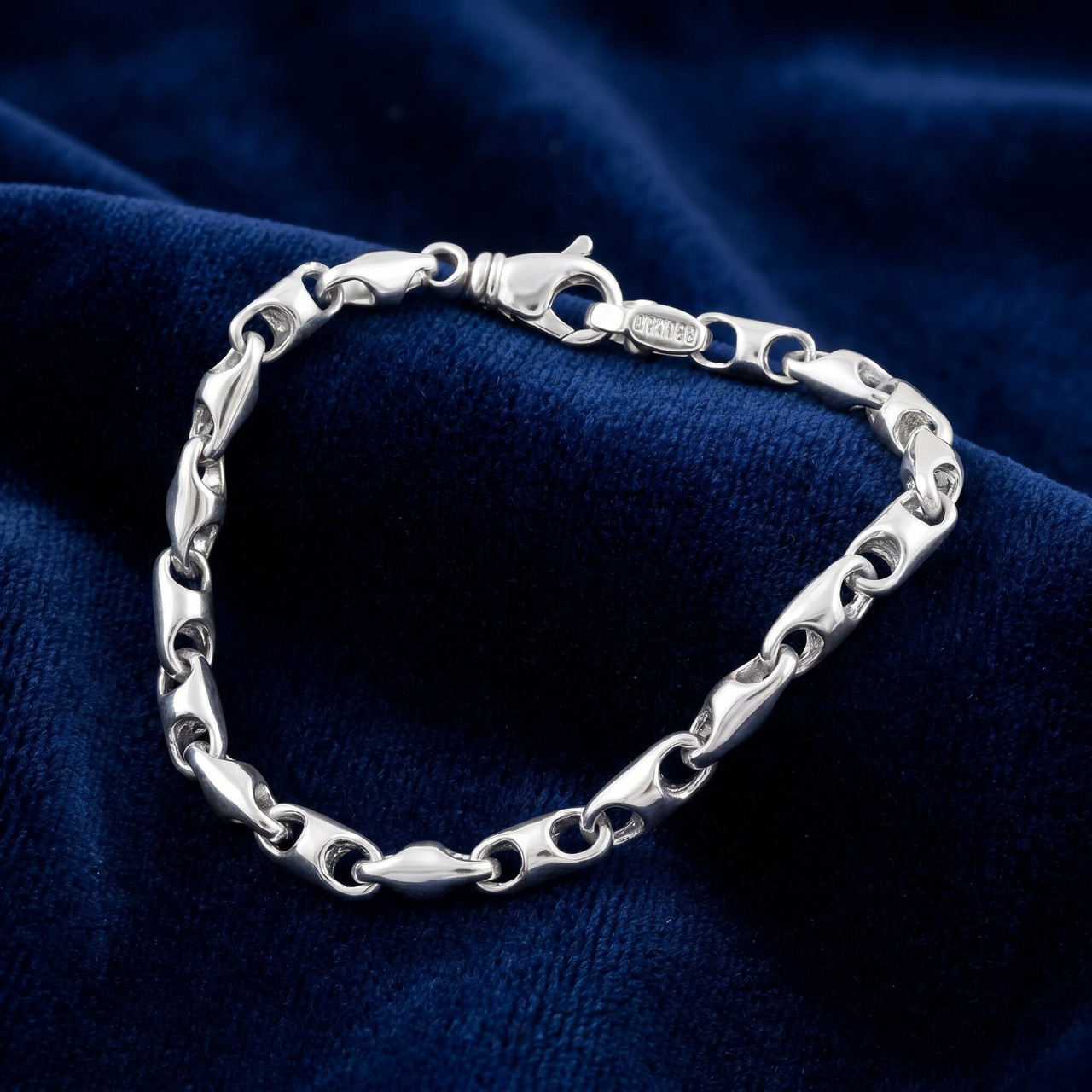Men's Marine Designed 14k Gold (14g) or Platinum (26g) 4mm Link Bracelet 8.5"