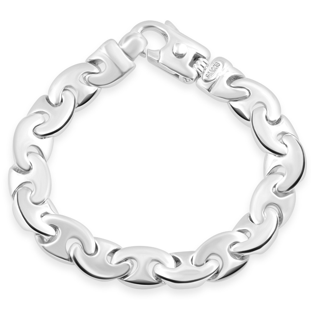 Men's Circular Marine 14k Gold (85g) or Platinum (160g) 11mm Link Bracelet 8.5"