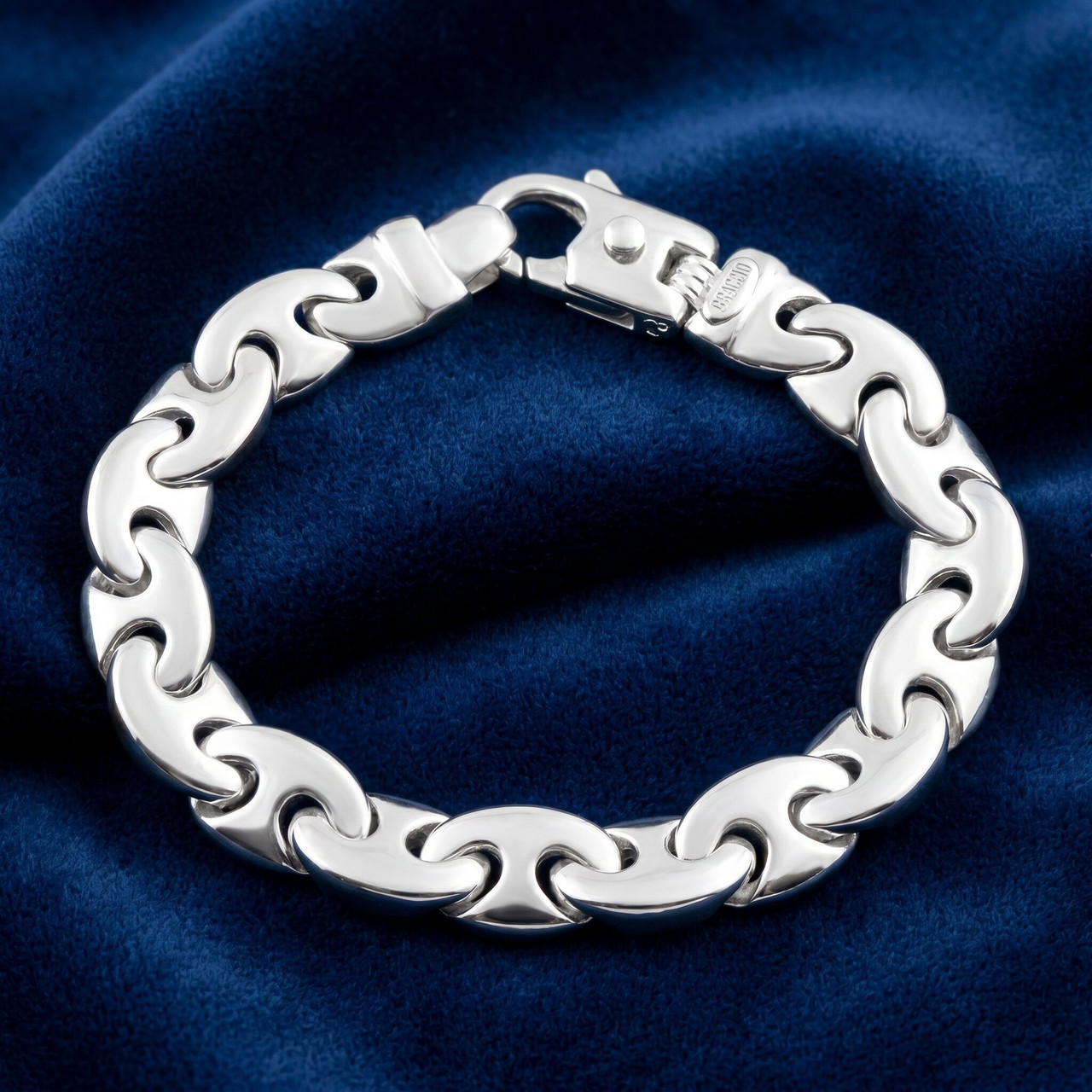 Men's Circular Marine 14k Gold (85g) or Platinum (160g) 11mm Link Bracelet 8.5"