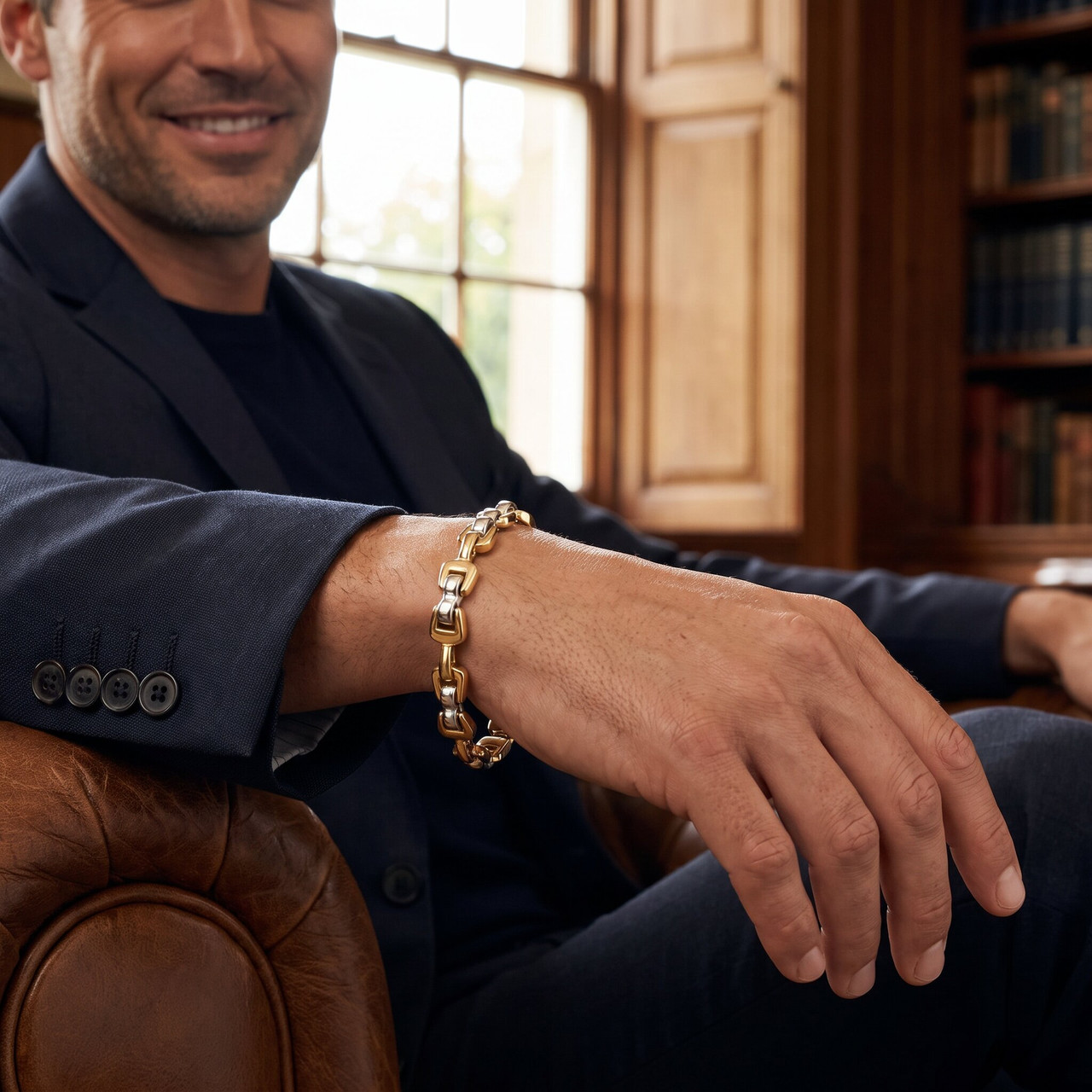 ネックレス ブレスレット14K 585 セトヴィンテージ レトロ Men's Designed Bolt 14k Gold (51g) or Platinum (95g) 7mm Link