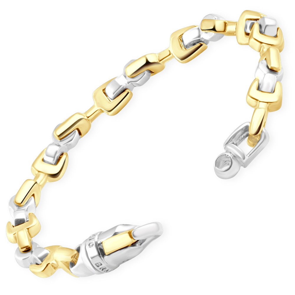 Men's Designed Bolt 14k Gold (51g) or Platinum (95g) 7mm Link Bracelet 8.5"
