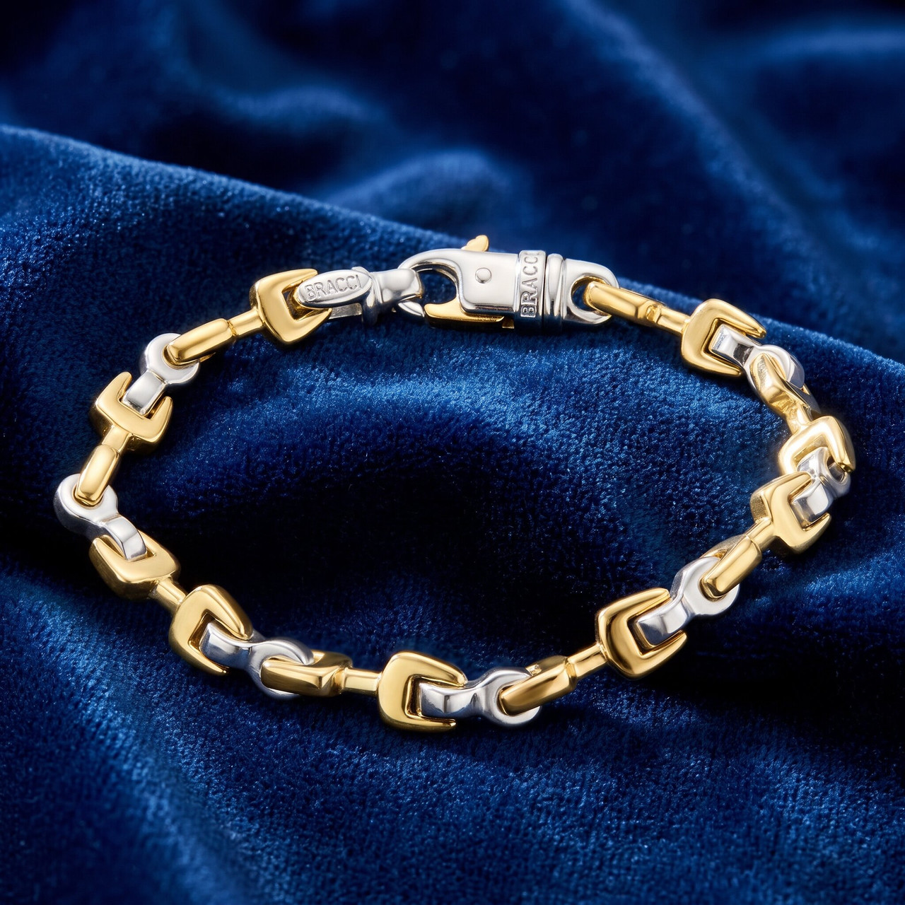Men's Designed Bolt 14k Gold (51g) or Platinum (95g) 7mm Link Bracelet 8.5"
