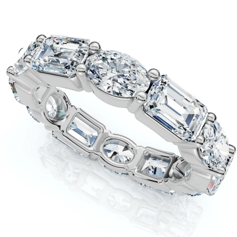 6 1/2Ct Oval & Emerald Diamond Eternity Ring 14k Gold or Platinum Lab Grown (F-G, VS)