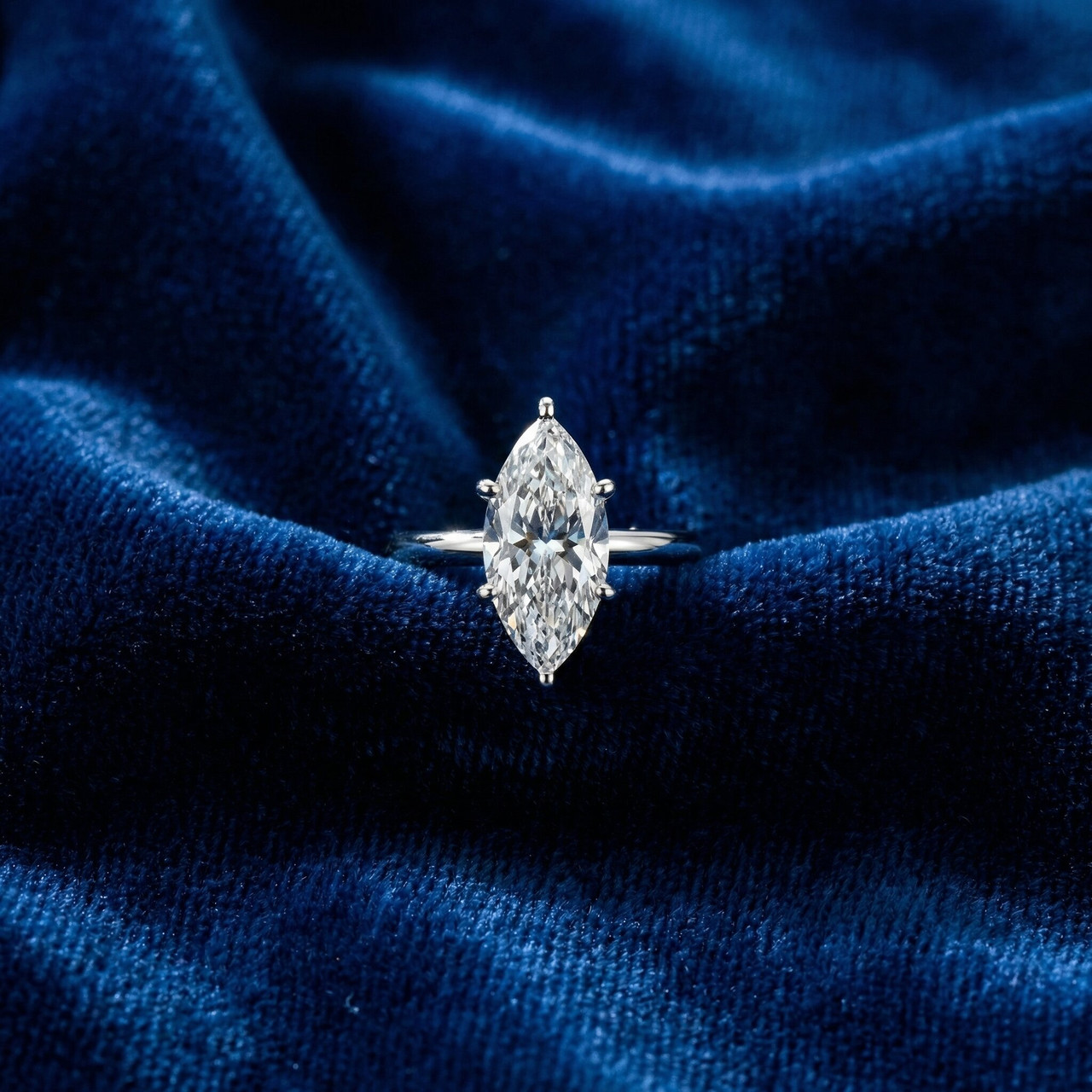 Certified 6Ct Marquise Solitaire Diamond Engagement Ring Lab Grown (F-G, VS)