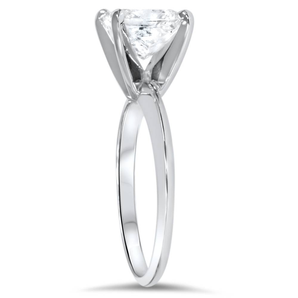 1ct Solitaire Princess Cut Diamond Engagement Ring 14K White Gold (G-H, I1)
