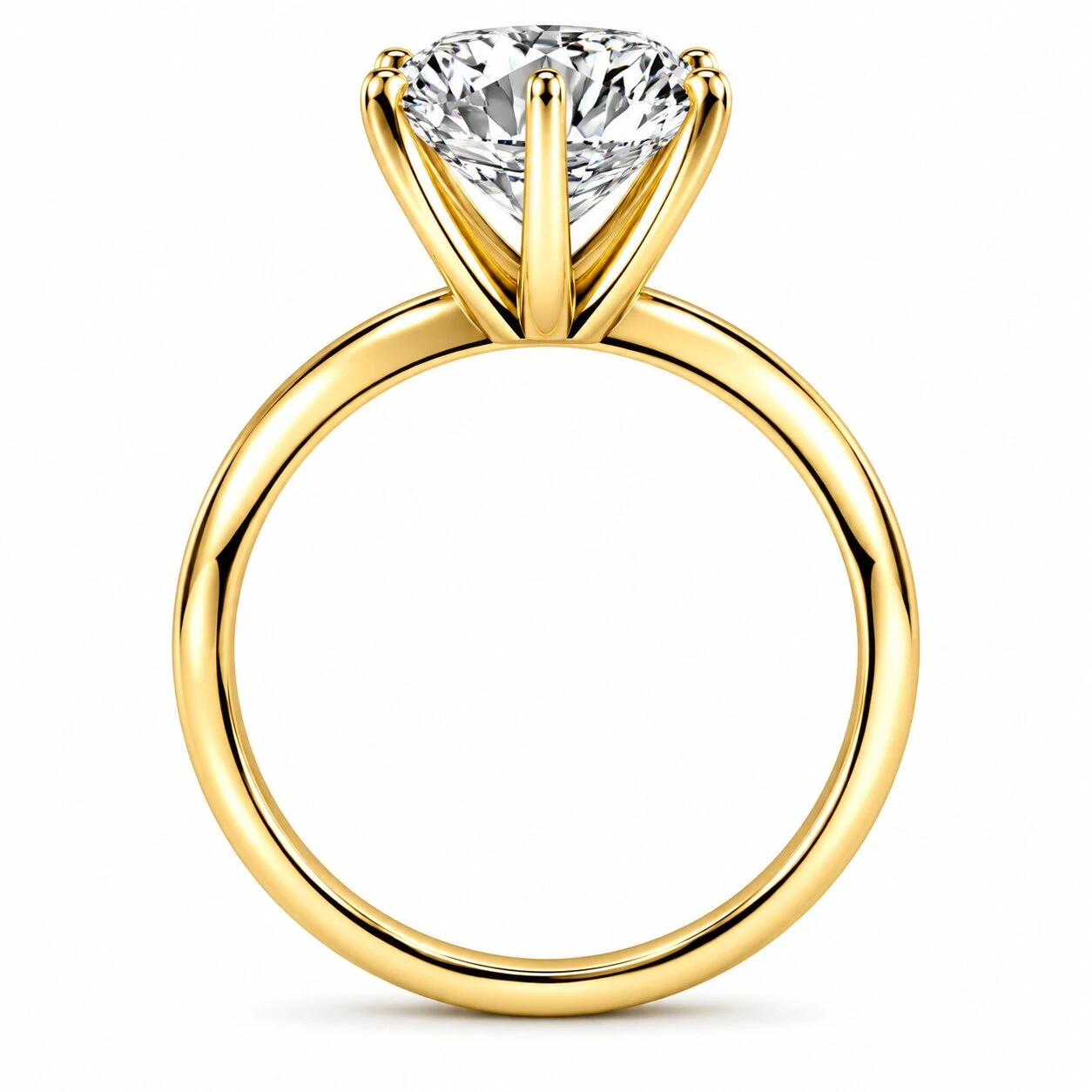 Certified 2CT Lab Grown Diamond Solitaire Engagement Ring 14k Yellow Gold (D-E, VVS)