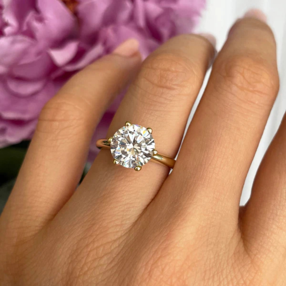 Certified 2CT Lab Grown Diamond Solitaire Engagement Ring 14k Yellow Gold (D-E, VVS)