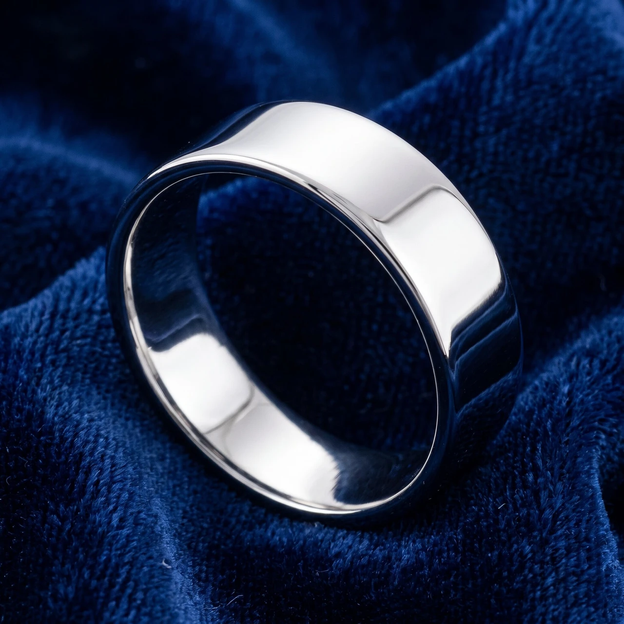 Mens 8mm Flat 950 Platinum Comfort Wedding Ring Band