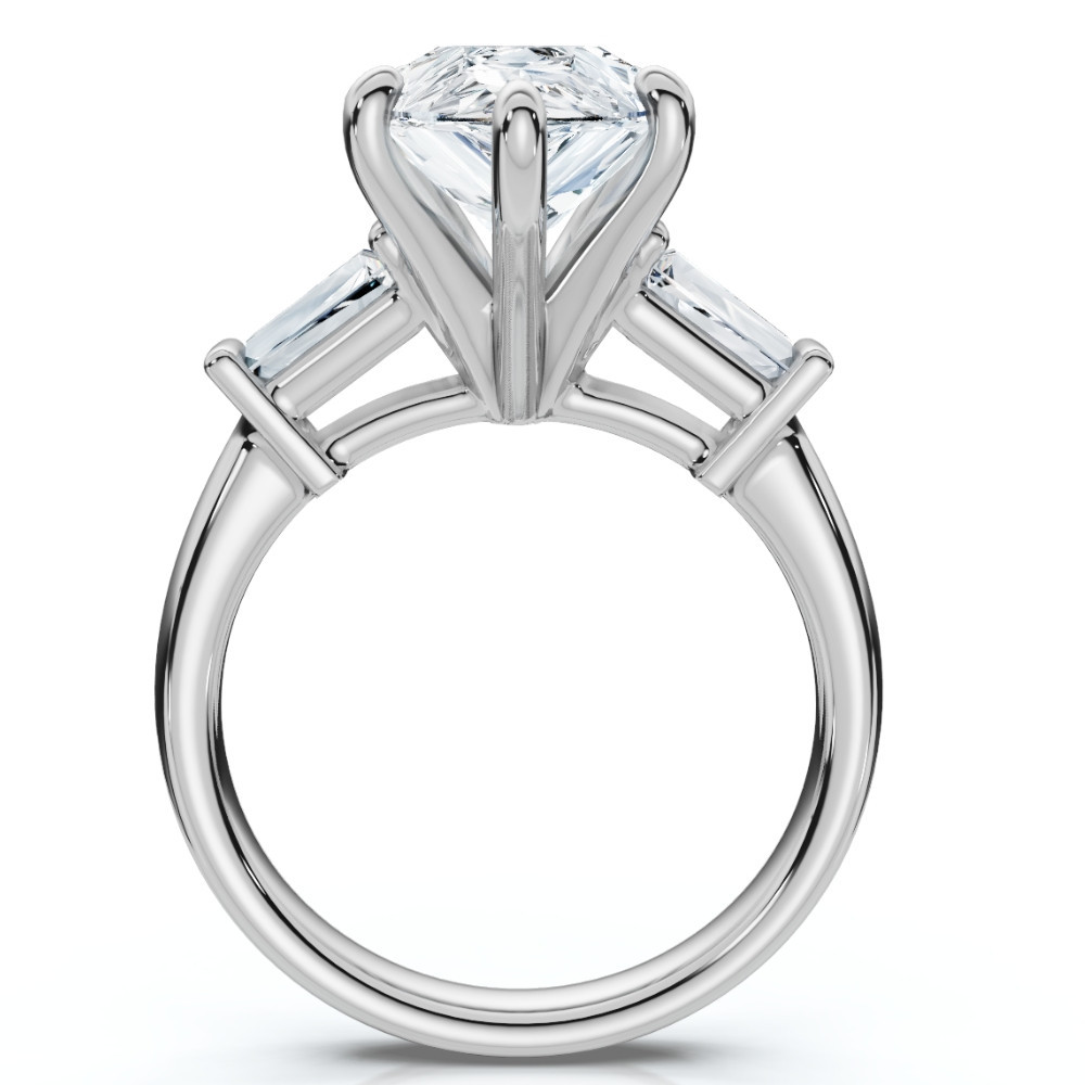 5 1/2Ct Certified Pear & Baguette Diamond Engagement Ring Gold Lab grown (G/VS2) (F-G, VS)