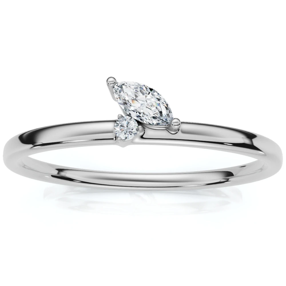 Marquise Diamond Stackable Wedding Ring Women's Anniversary Band 14k Gold (F-G, VS)