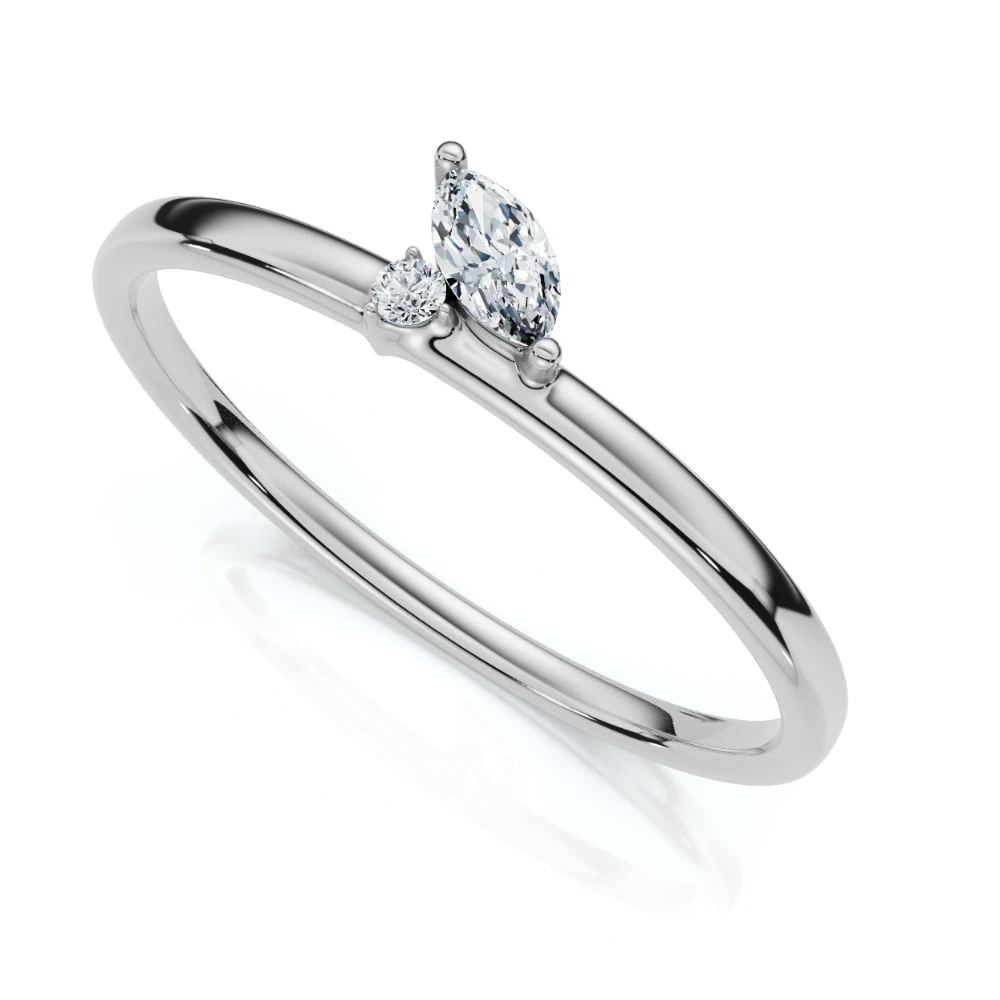 Marquise Diamond Stackable Wedding Ring Women's Anniversary Band 14k Gold (F-G, VS)