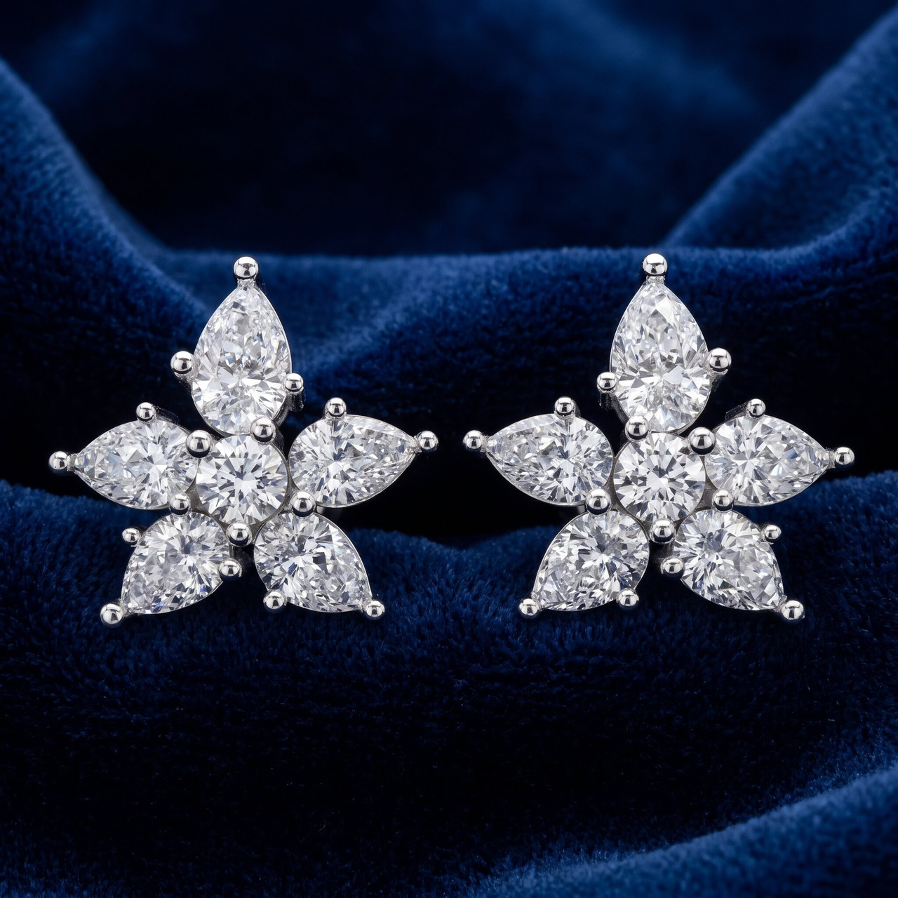 2Ct Pear Shape Cluster Diamond Earrings 14k Gold Lab Grown Women's (F-G, VS)