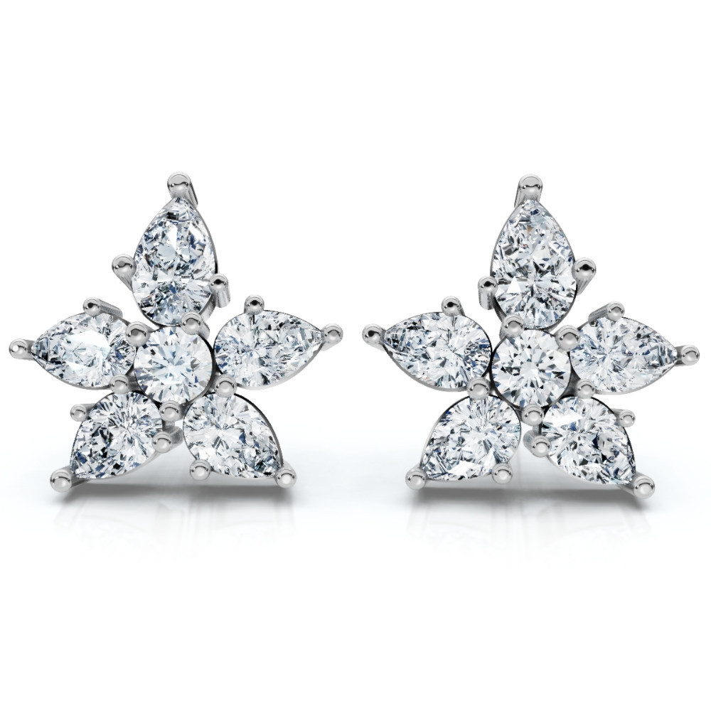 2Ct Pear Shape Cluster Diamond Earrings 14k Gold Lab Grown Women's (F-G, VS)