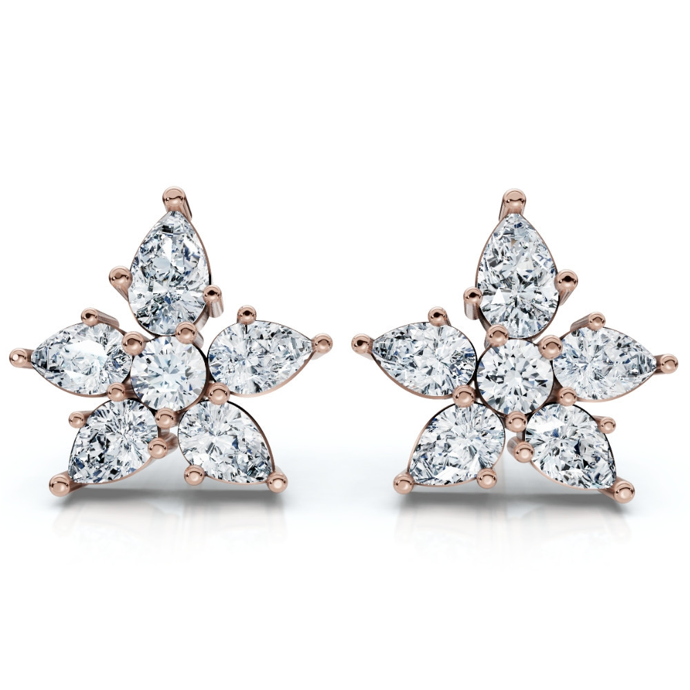 2Ct Pear Shape Cluster Diamond Earrings 14k Gold Lab Grown Women's (F-G, VS)