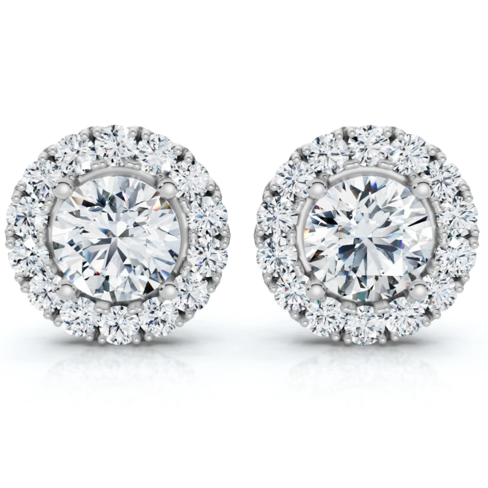 2 1/2Ct Diamond Halo Studs 14k Gold Lab Grown Women's Earrings (F-G, VS)