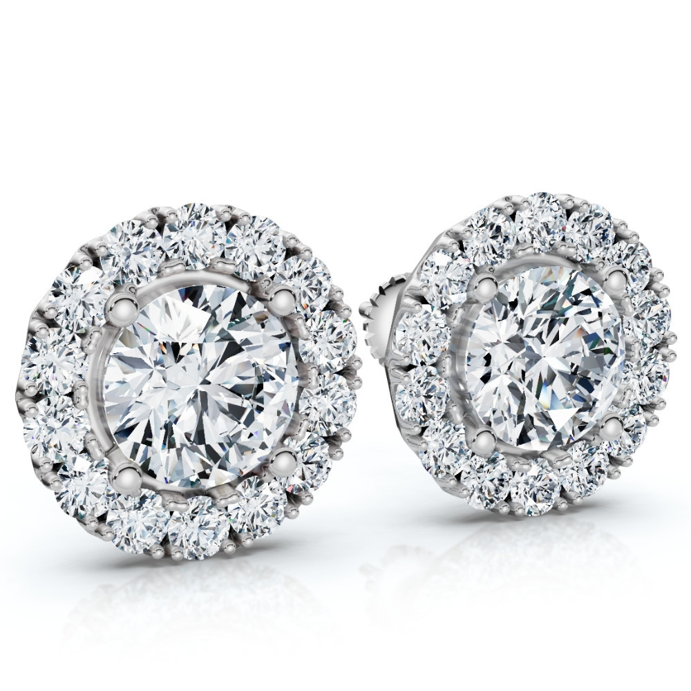 2 1/2Ct Diamond Halo Studs 14k Gold Lab Grown Women's Earrings (F-G, VS)