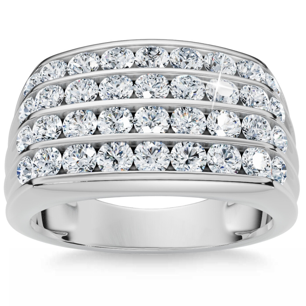 2Ct Men's Diamond Multi-Row Ring 10k White Gold (G-H, I1)