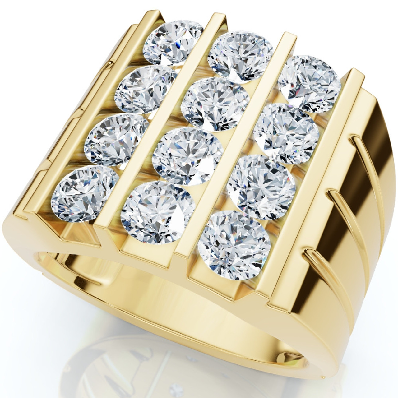 2 1/2Ct Diamond Ring Men's Anniversary Wedding Band Gold Lab Grown (F-G, VS)