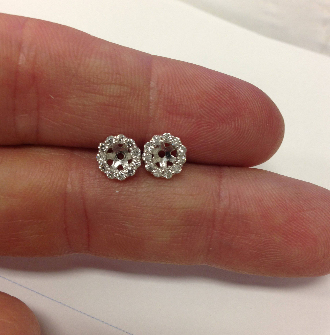 1/2ct Halo Diamond Earring Jackets 14K White Gold (5-5.5mm) (G-H, I1)