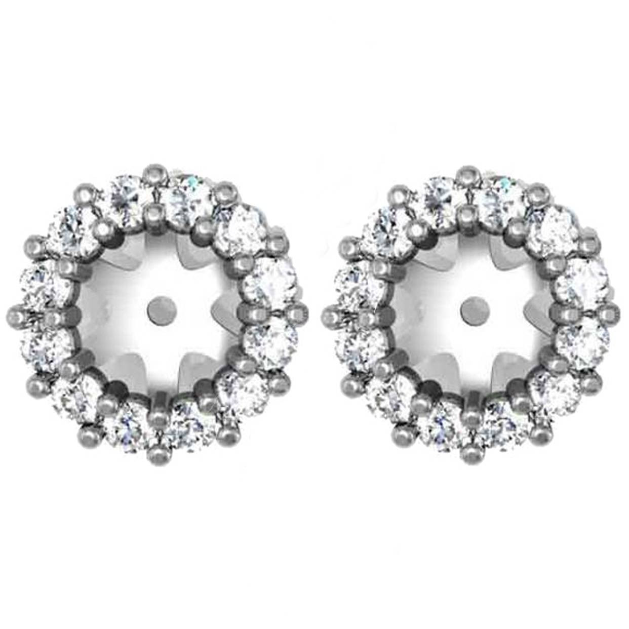 1/2ct Halo Diamond Earring Jackets 14K White Gold (5-5.5mm) (G-H, I1)