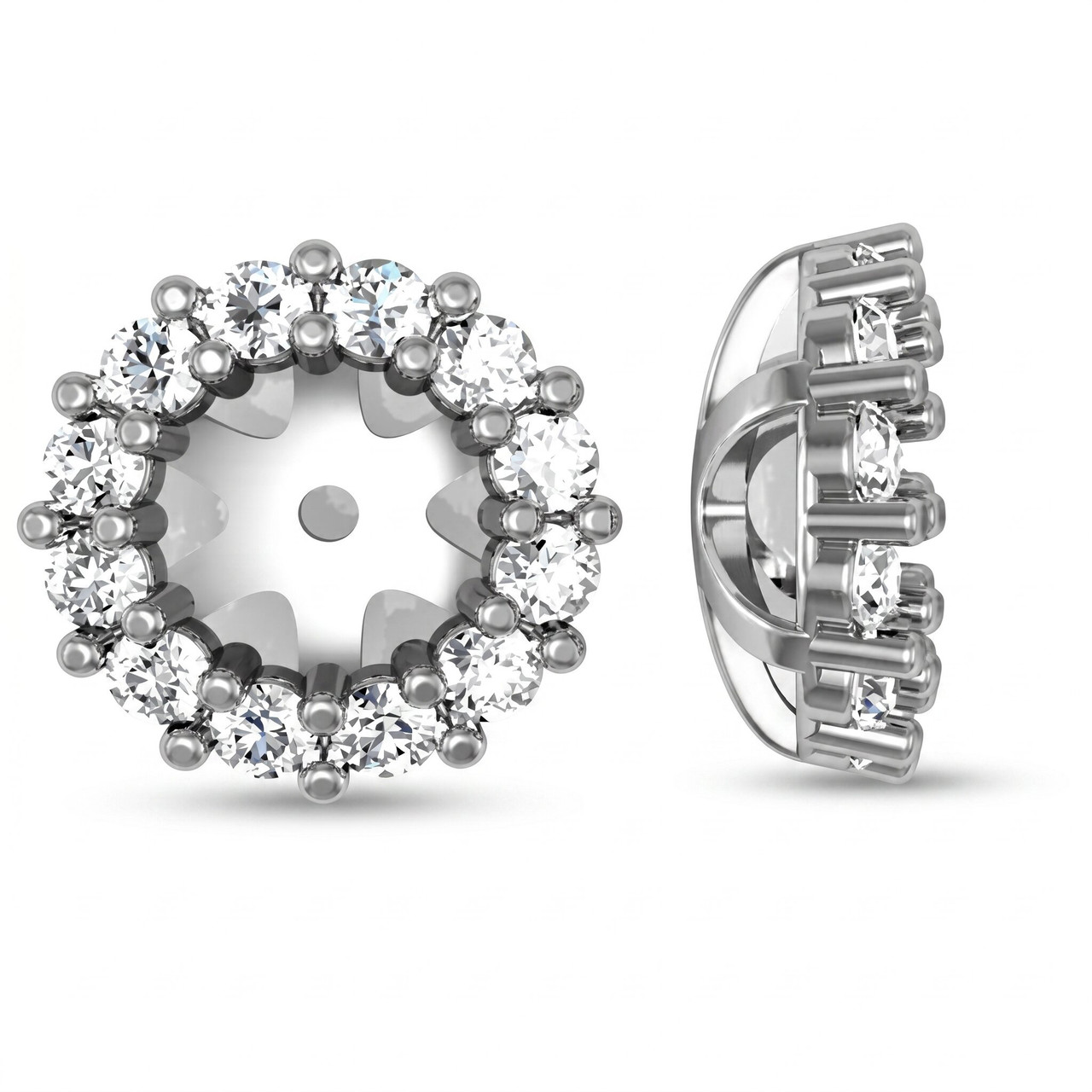 1/2ct Halo Diamond Earring Jackets 14K White Gold (5-5.5mm) (G-H, I1)