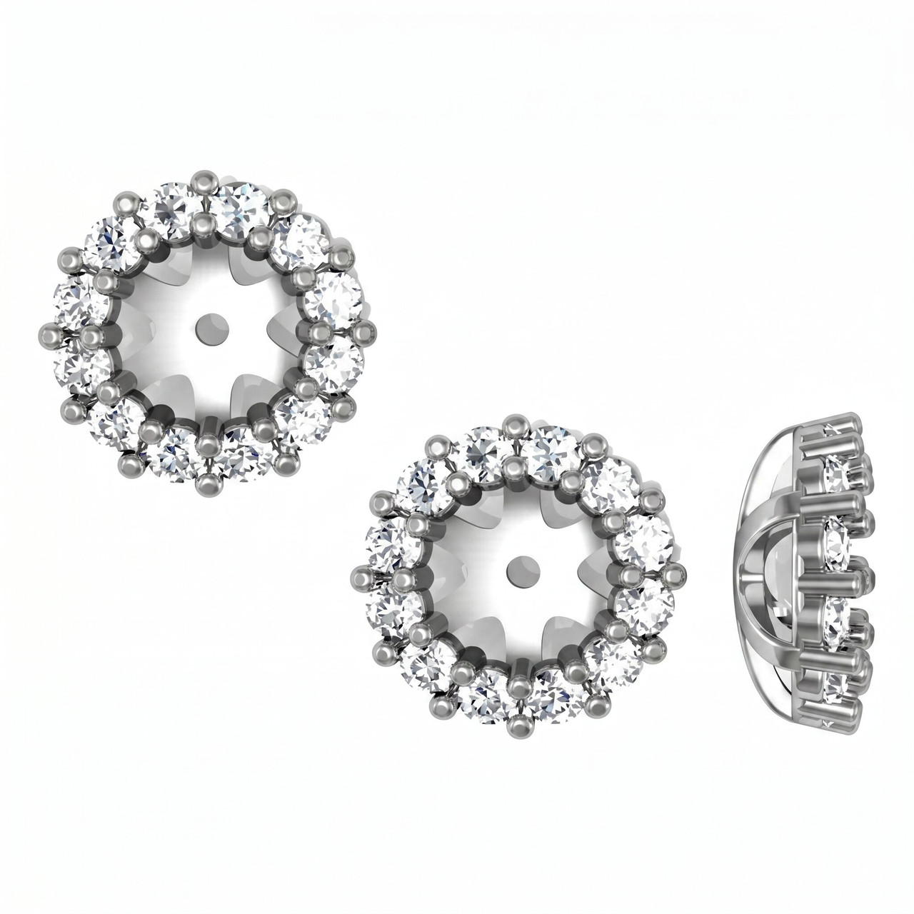 1/2ct Halo Diamond Earring Jackets 14K White Gold (5-5.5mm) (G-H, I1)