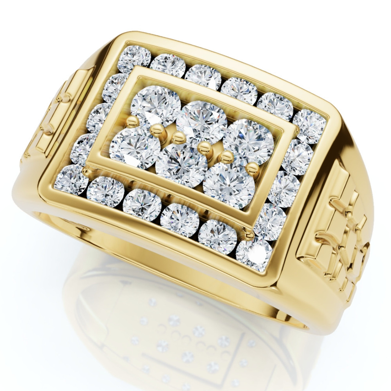 Men's 1Ct Diamond Nugget Ring 10k Gold Lab Grown (F-G, VS)