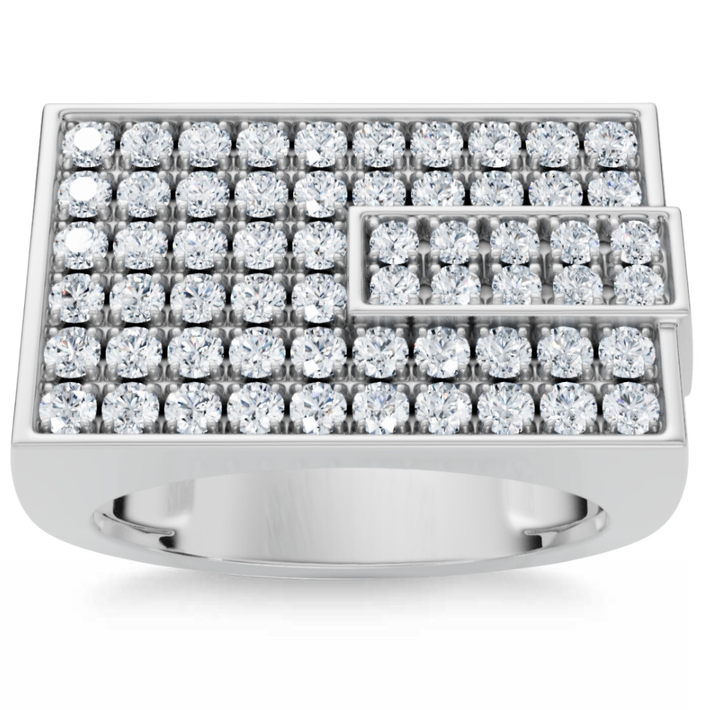 Men's 1CT Diamond Rectangle Cluster Ring 10k Gold Lab Grown (F-G, VS)