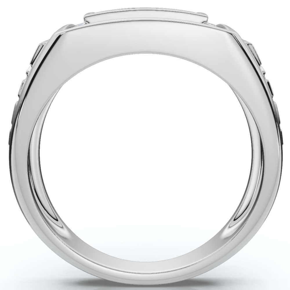 1 Ct Men's Diamond Cluster Nugget Detail Ring in 10k White Gold (G-H, I1)