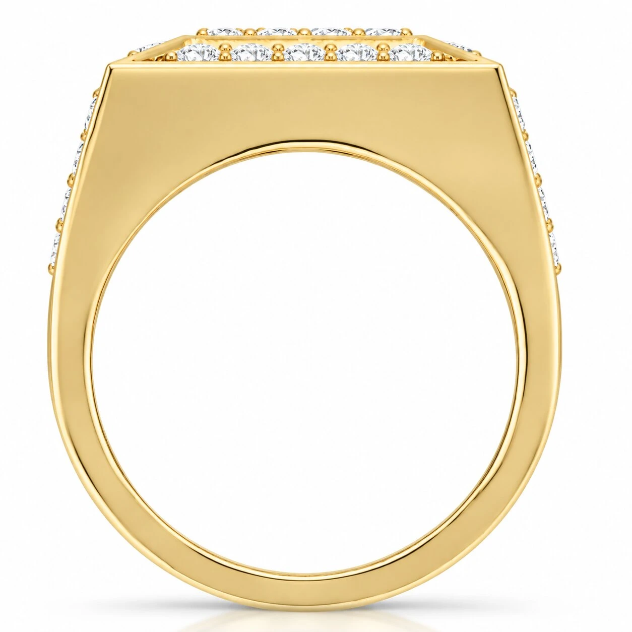 3Ct Diamond Men's Cluster Anniversary Wedding Ring in 10k Yellow Gold (H-I, I1)