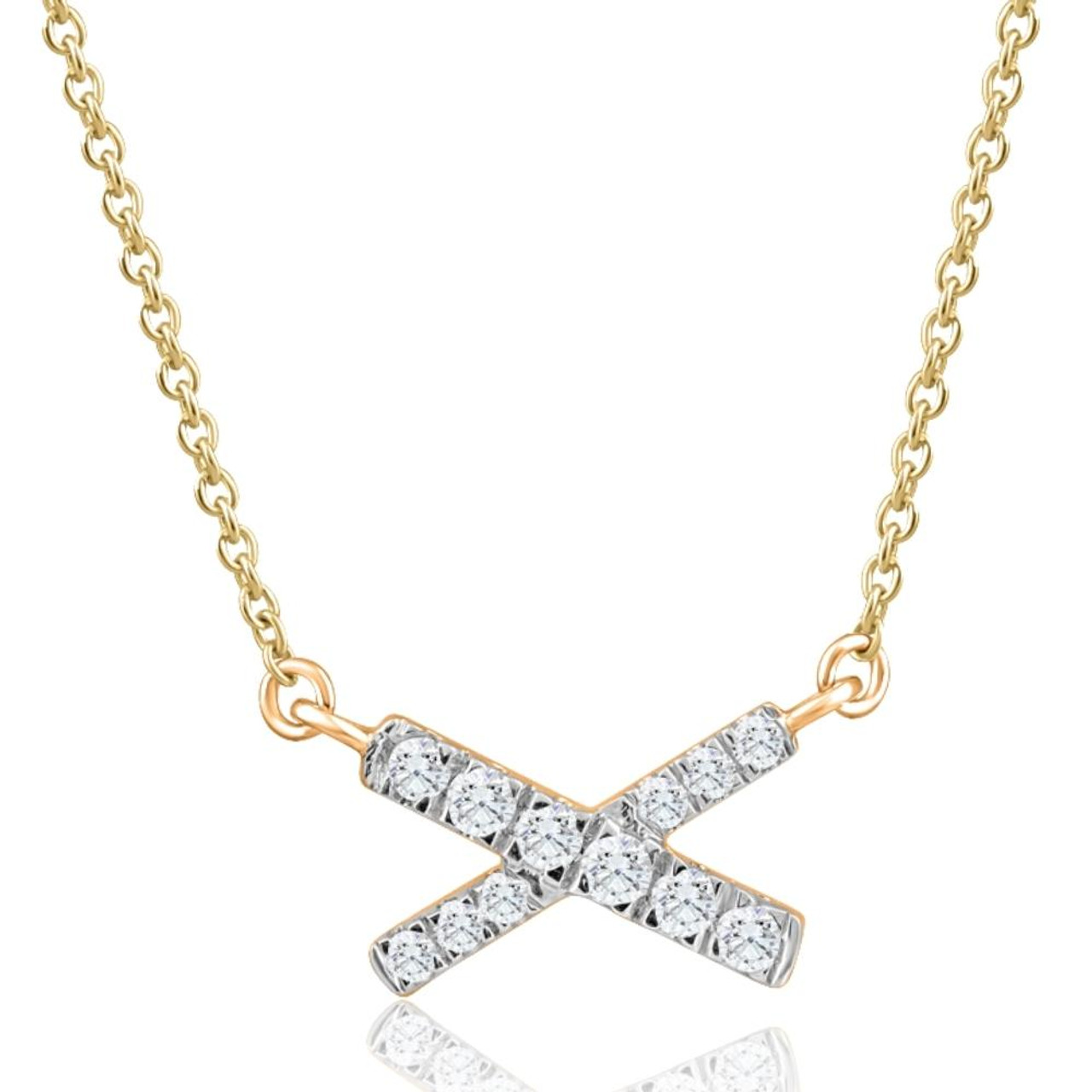 1/5Ct TW Diamond X Cross Pendant Yellow Gold Women's Necklace 18" Lab Grown (G-H, VS) 1/5Ct TW Diamond X Cross Pendant Yellow Gold Women's Necklace 18" Lab Grown (G-H, VS)