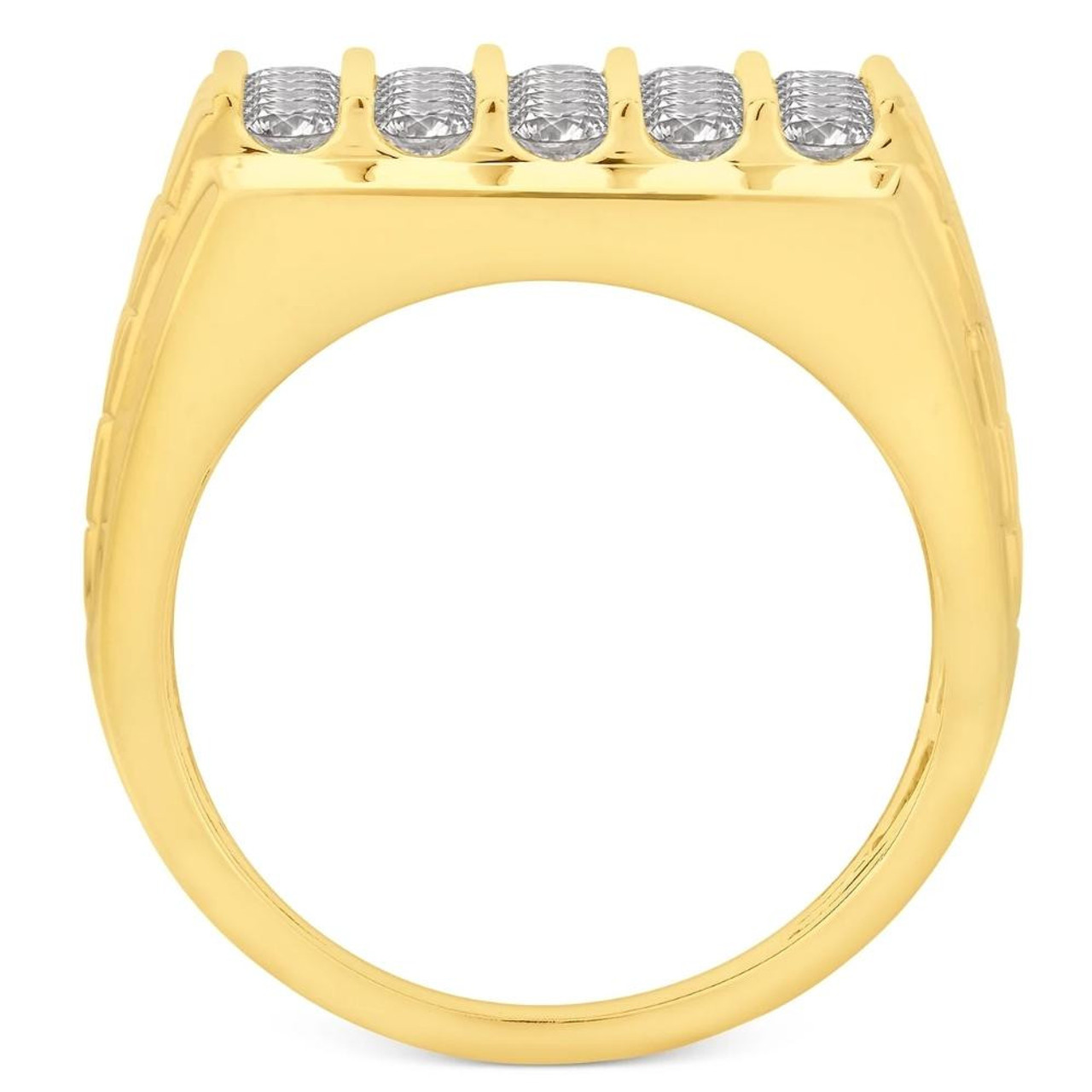 2Ct Men's Diamond Five-Row Ring 10k Yellow Gold (G-H, I1) 2Ct Men's Diamond Five-Row Ring 10k Yellow Gold (G-H, I1)