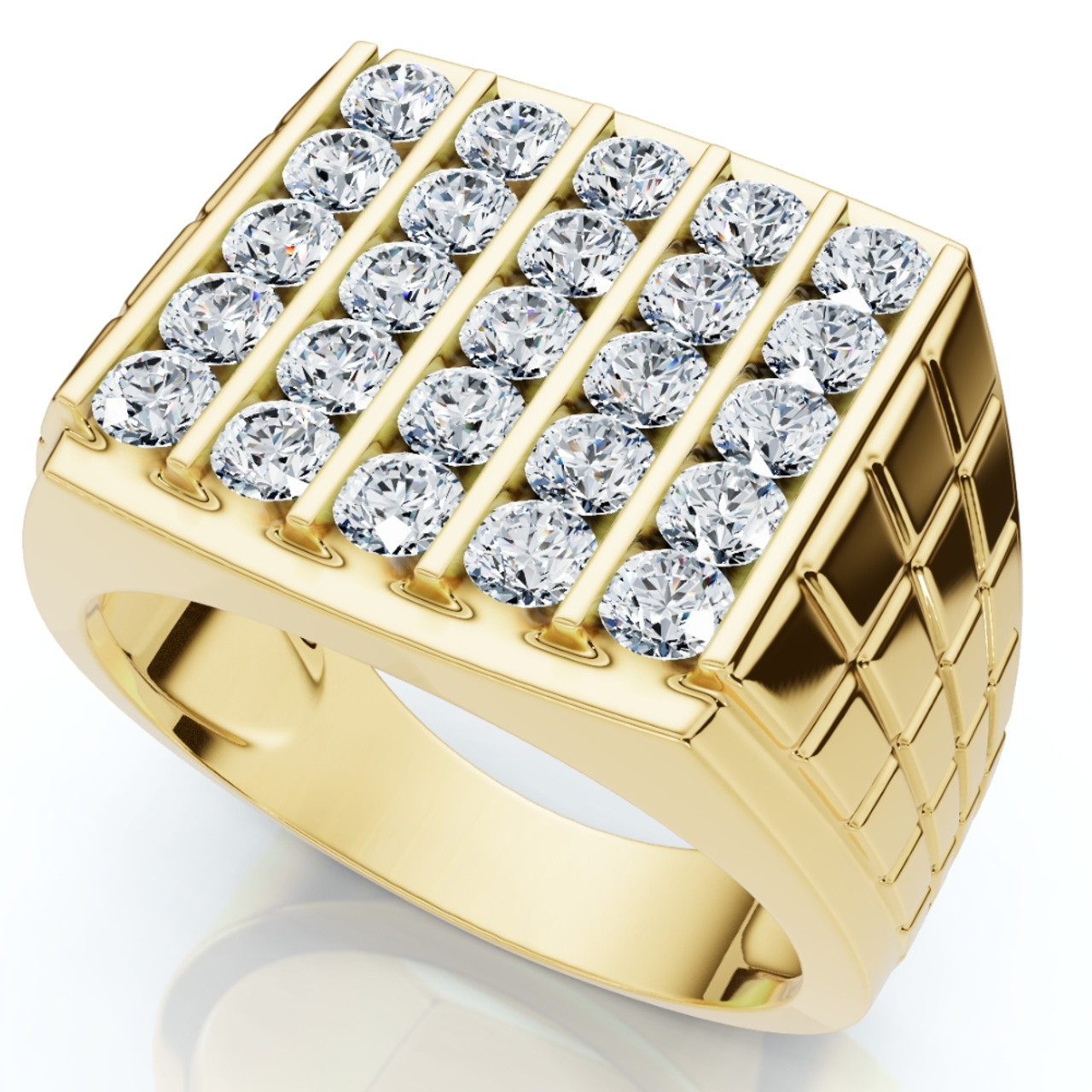 2Ct Men's Diamond Five-Row Ring 10k Yellow Gold (G-H, I1) 2Ct Men's Diamond Five-Row Ring 10k Yellow Gold (G-H, I1)