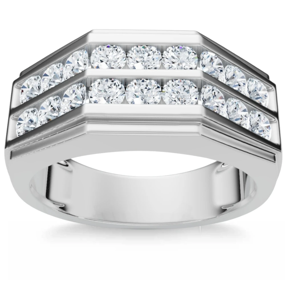 1/2Ct Men's Diamond High Polished Wedding Ring Lab Grown Anniversary Band (F-G, VS)