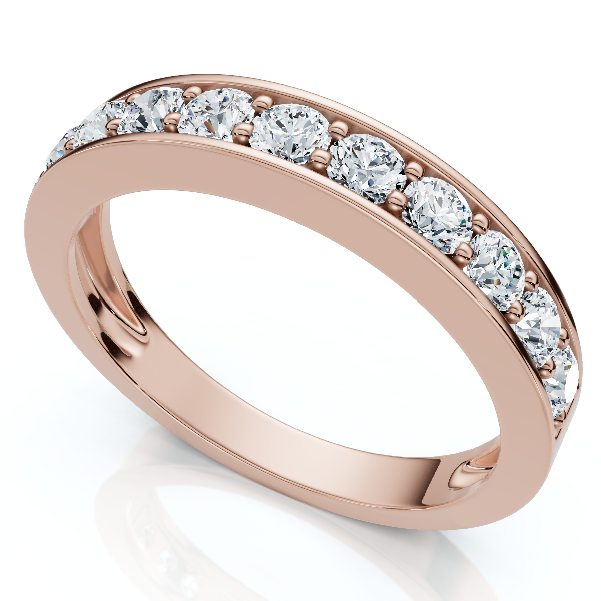 4/10Ct Channel & Prong Set Half Eternity Wedding Band 14k Gold Lab Grown (E-F, VS)