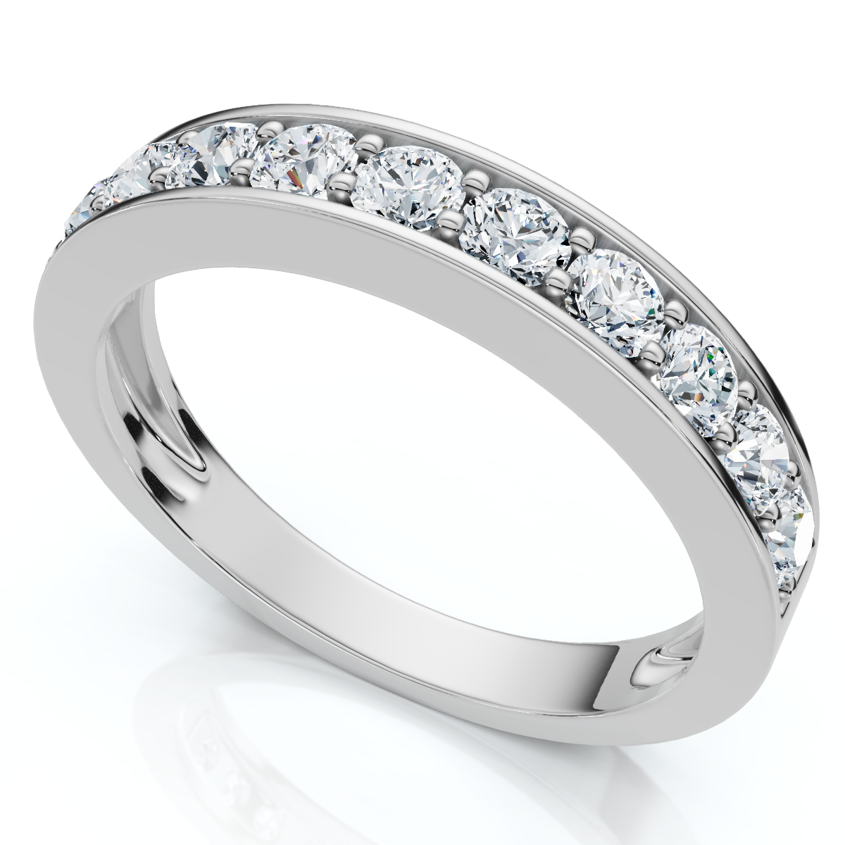 4/10Ct Channel & Prong Set Half Eternity Wedding Band 14k Gold Lab Grown (E-F, VS)