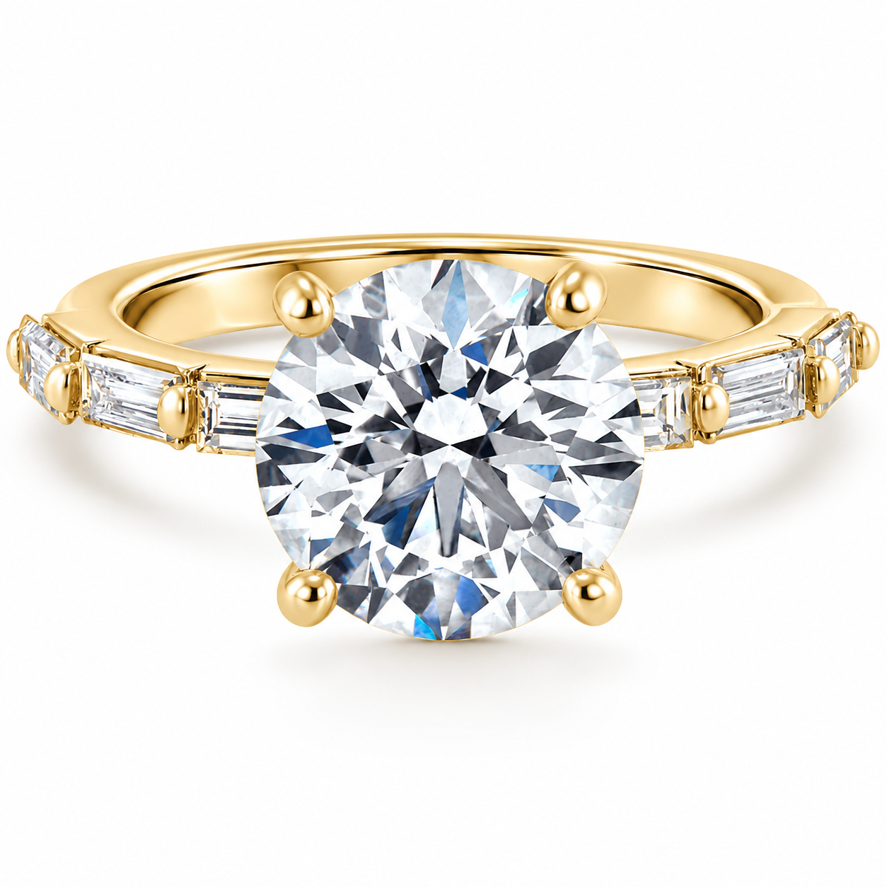 Certified 2.75-6.75Ct Round Baguette Diamond Engagement Ring Gold Lab Grown (G-H, VS)