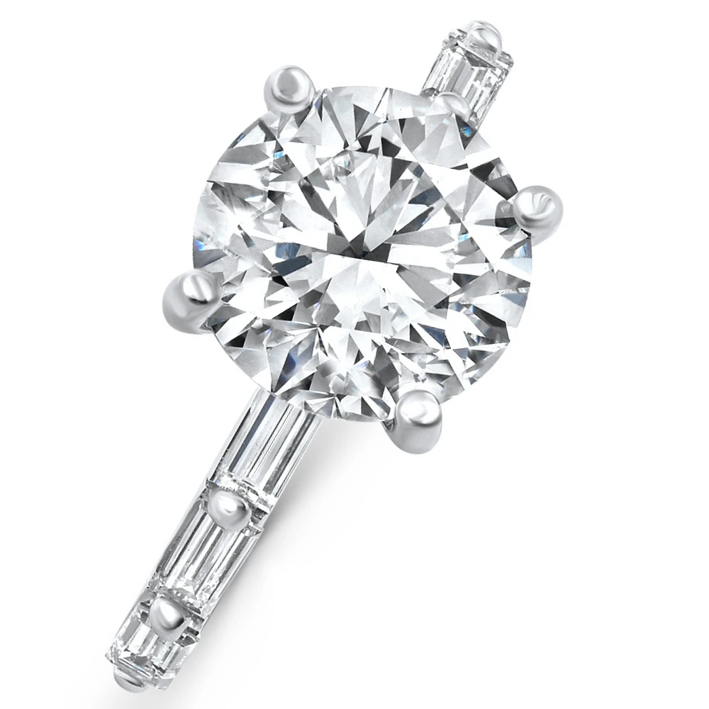 Certified 2.75-6.75Ct Round Baguette Diamond Engagement Ring Gold Lab Grown (G-H, VS)