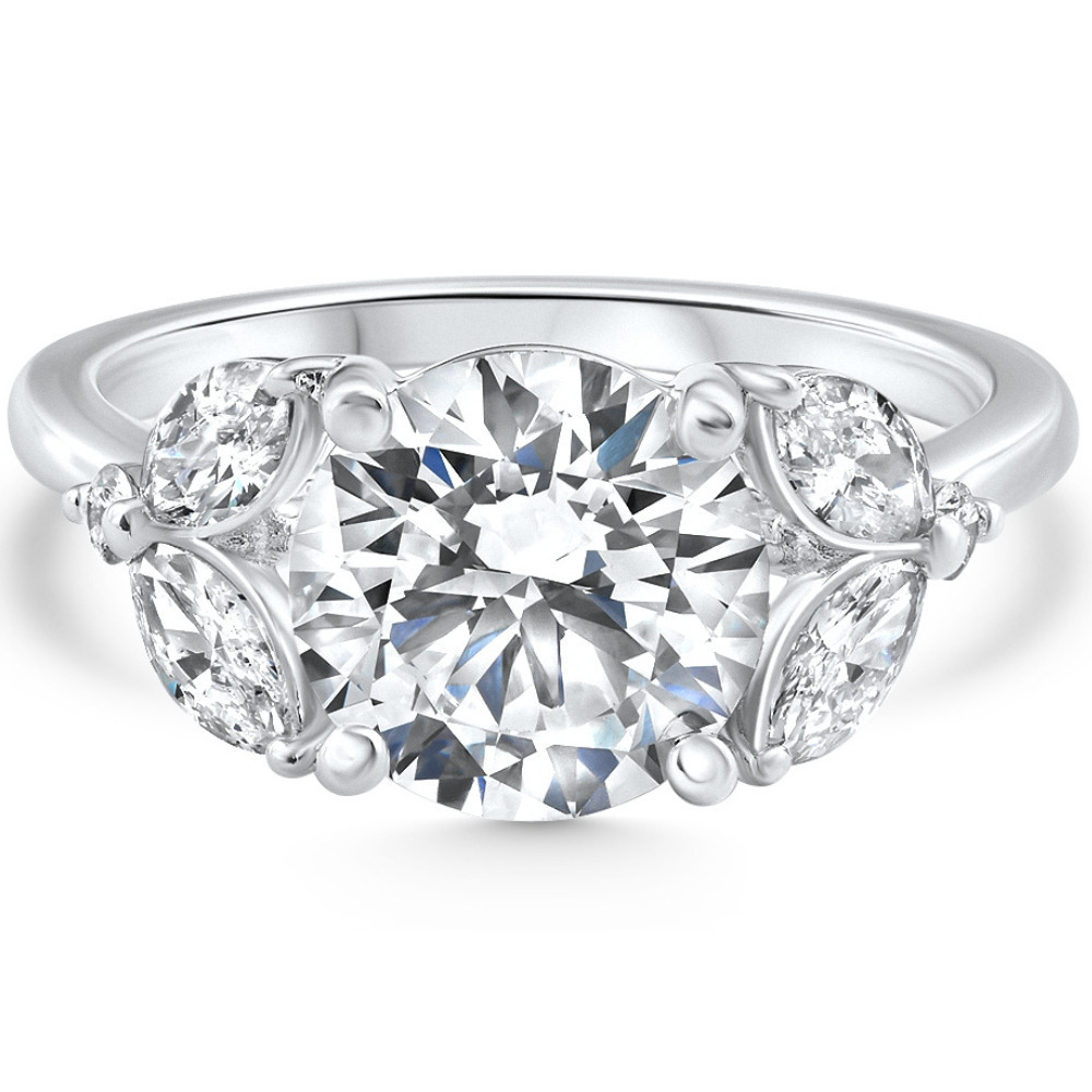 Certified 2.75-6.75Ct Round Marquise Diamond Engagement Ring 14k Gold Lab Grown (G-H, VS)