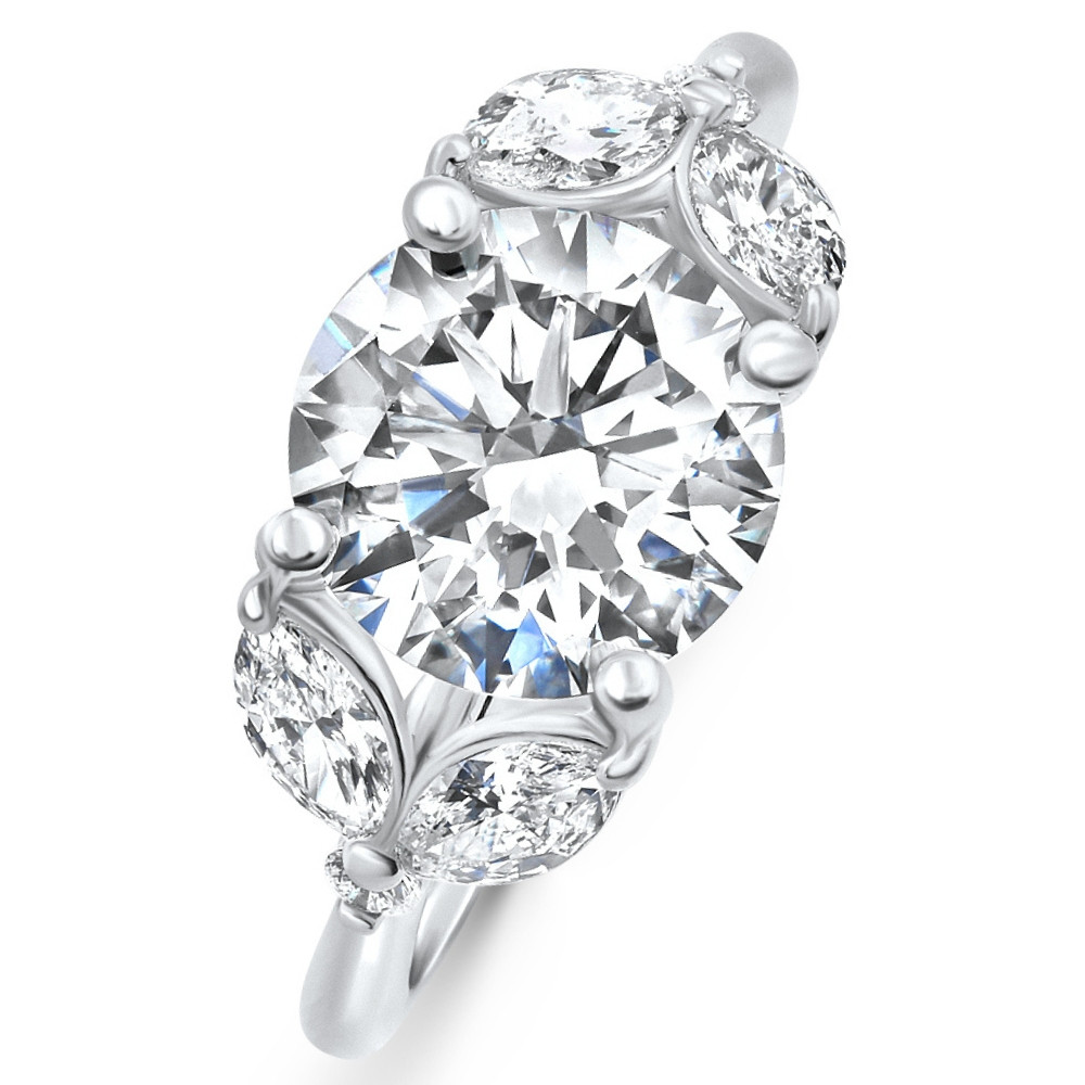 Certified 2.75-6.75Ct Round Marquise Diamond Engagement Ring 14k Gold Lab Grown (G-H, VS)