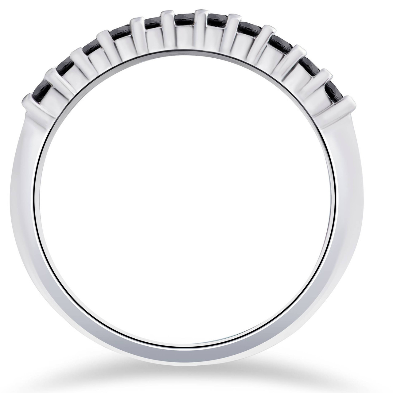 14K White Gold 1/4ct Treated Black Diamond Wedding Anniversary Guard Ring (Black, I2-I3)