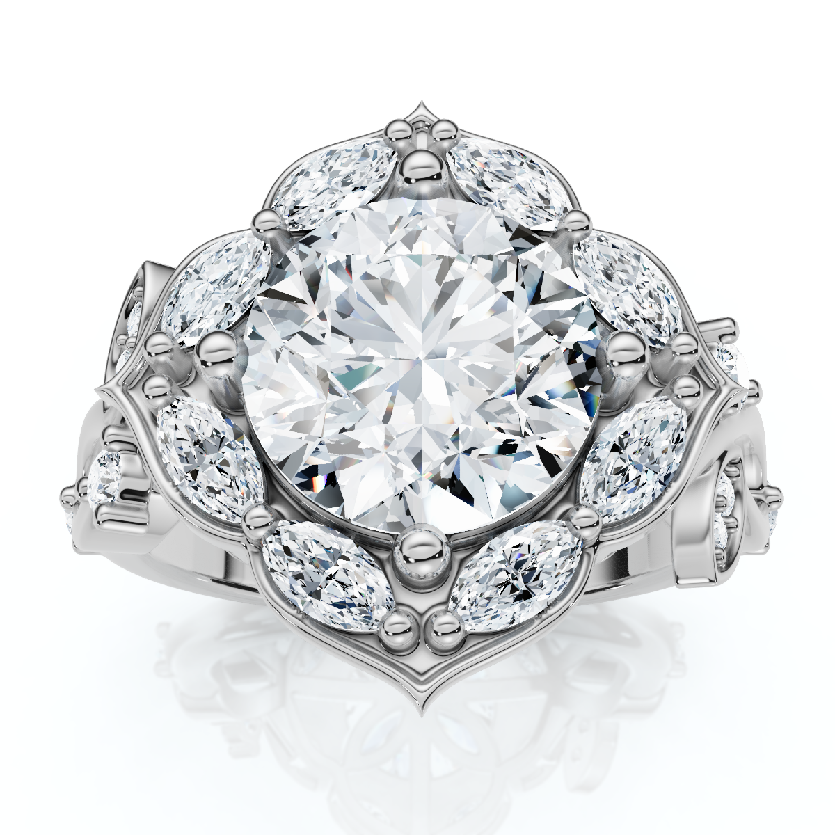 Certified 2.50 - 6.40Ct Diamond Vine Engagement Ring 14k Gold Lab Grown (G-H, VS2-SI1)